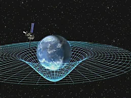 NASA illustration of Earth curving a grid used as an analogy for spacetime curvature